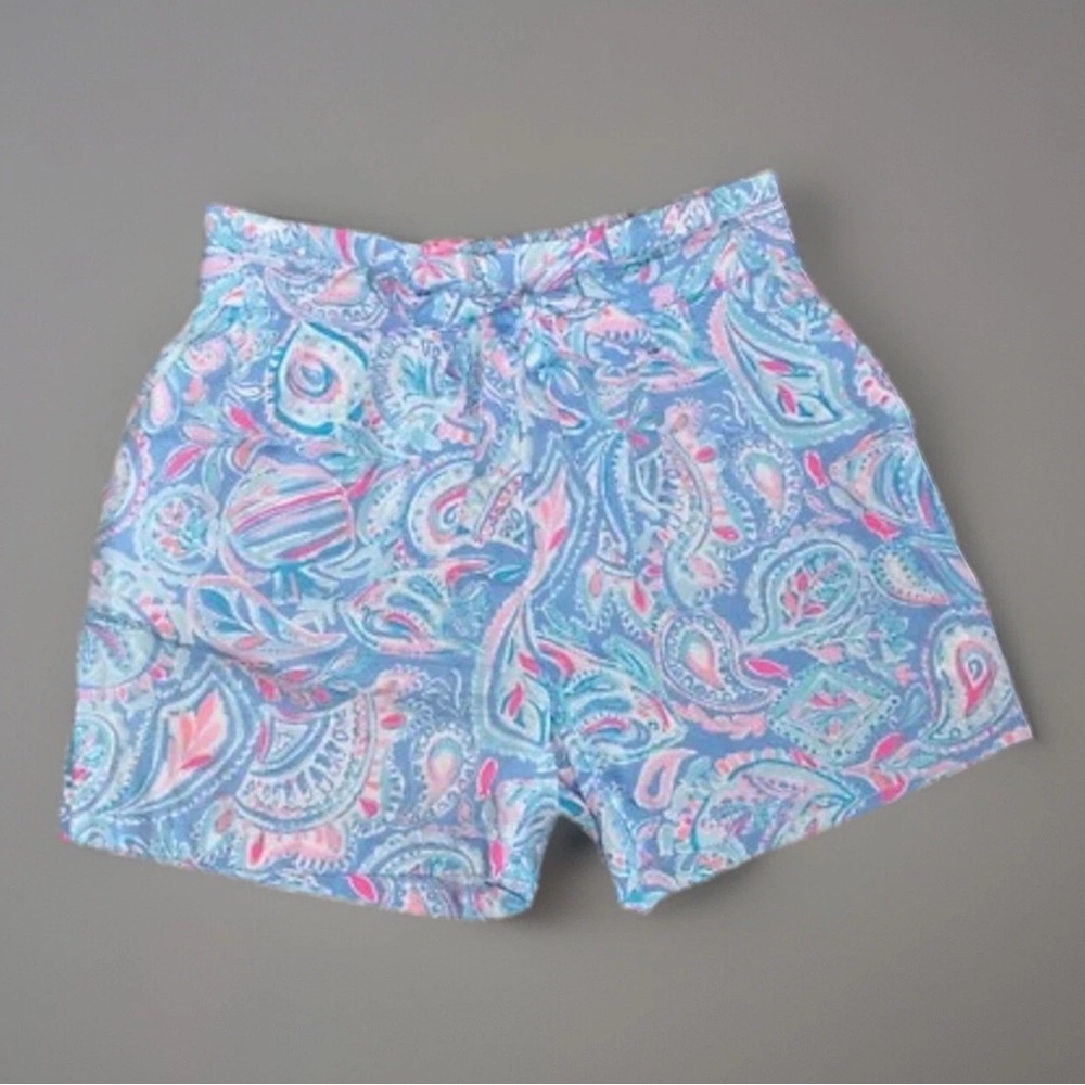 Lilly Pulitzer Kaylene Shorts Modal Tencel Fish Kiss Zanzibar Tie Waist XS